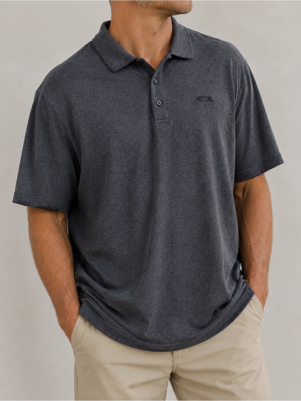 Oakley Men's XXL Charcoal Gray Polo Shirt- Short Sleeve Golf Casual